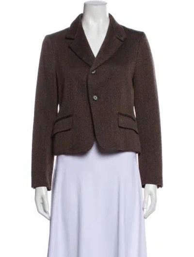 Pre-owned Marni Wool Tweed Pattern Blazer In Brown