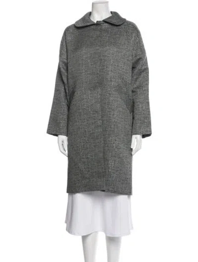 Pre-owned Marni Wool Tweed Pattern Coat In Gray