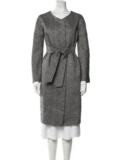 Pre-owned Marni Wool Tweed Pattern Coat In Grey