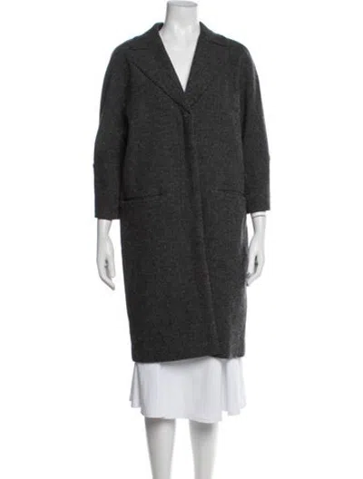 Pre-owned Marni Wool Tweed Pattern Coat In Grey