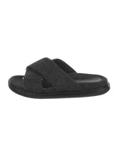 Pre-owned Marni Wool Tweed Pattern Mules In Gray