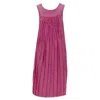 Marni Wool Tweed Pleat Crast Back Sleeveless Dress In Pink