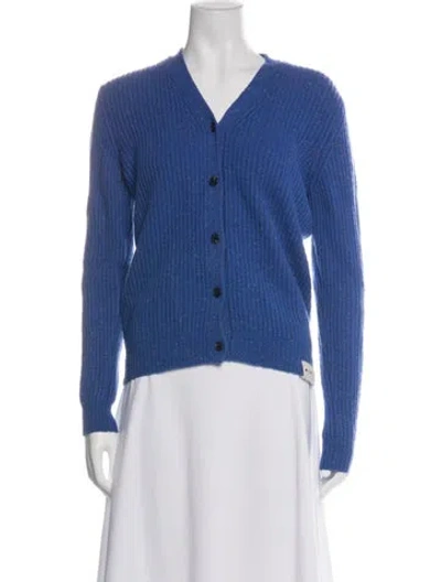 Pre-owned Marni Wool V-neck Sweater In Blue