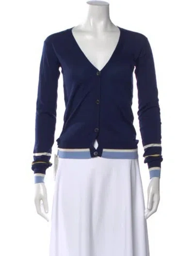 Pre-owned Marni Wool V-neck Sweater In Blue
