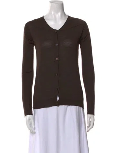 Pre-owned Marni Wool V-neck Sweater In Brown