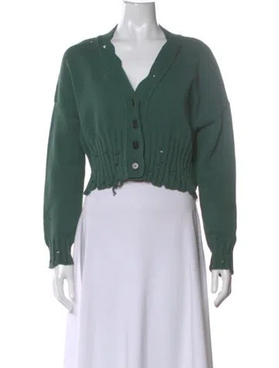Pre-owned Marni Wool V-neck Sweater In Green