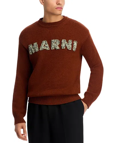 Marni Wool With Alpaca Boucle Logo Sweater In Multi