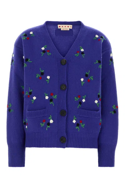 Marni Wool-blend Cardigan In Blue