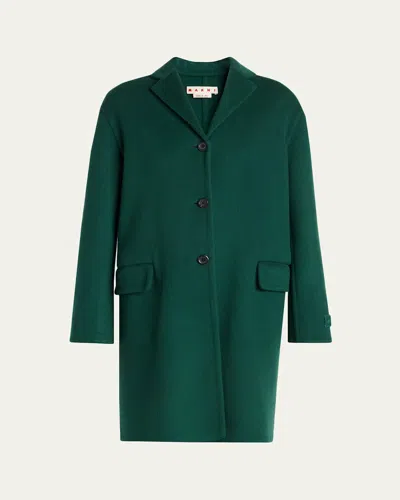 Marni Wool-cashmere Long Coat In Green