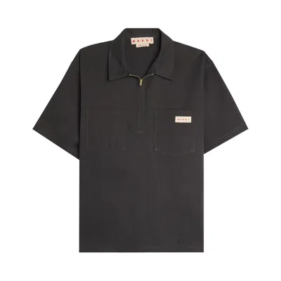 Pre-owned Marni Workwear Gabardine Short-sleeve Zip Polo 'granite' | Grey | Men's Size 52
