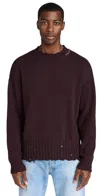 Marni Maroon Destroyed Effect Sweater In Dark Raisin