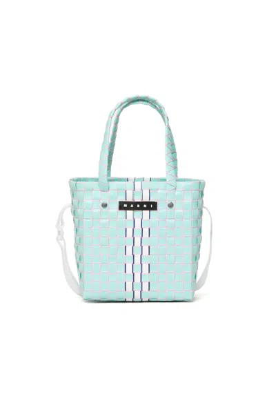 Marni Kids' Woven Box Basket Bag In Azure