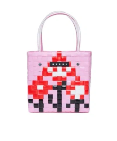Marni Woven-design Tote Bag In Pink