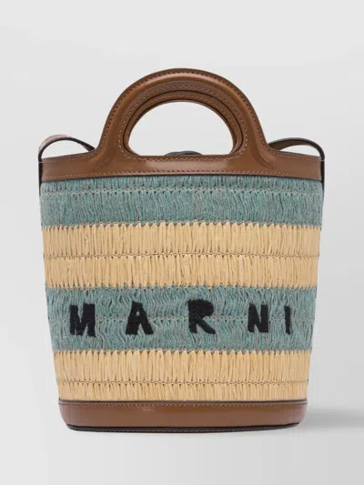 Marni Woven Dual Handle Adjustable Strap Shoulder Bag In Blue