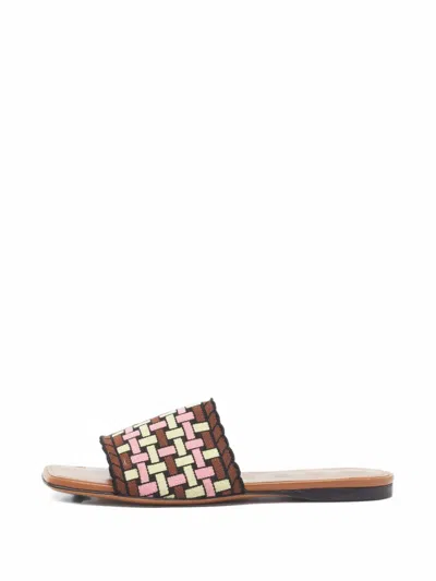 Pre-owned Marni Woven Knit Slides In Multicolour
