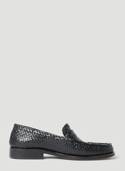 Marni Penny-slot Interwoven Leather Loafers In Black