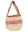 Marni Woven Shoulder Bag With Rounded Shape In Multi