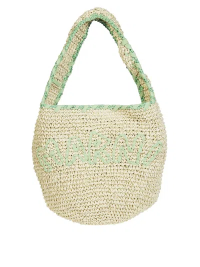 Marni Woven Shoulder Bag With Soft Green Trim And Slouchy Silhouette In Multi