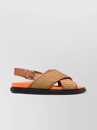 MARNI WOVEN STRAP FLAT SOLE SANDALS