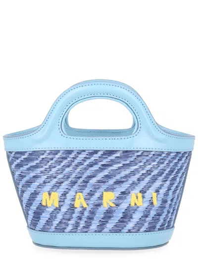 Marni Woven Tote Bag In Blue