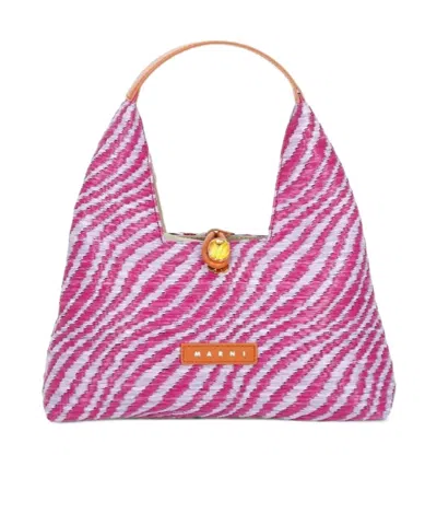 Marni Woven Tote Bag In Pink