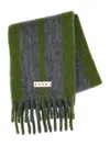 Marni Contrasting Double Stripe Rectangular Scarf In Gray
