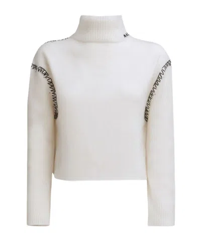 Marni Stitched Detail Cropped Cardigan In White