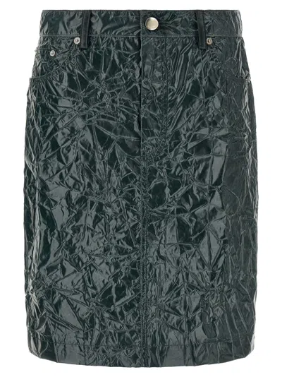 Marni Wrinkled Coated Technical Taffeta Skirt In Black