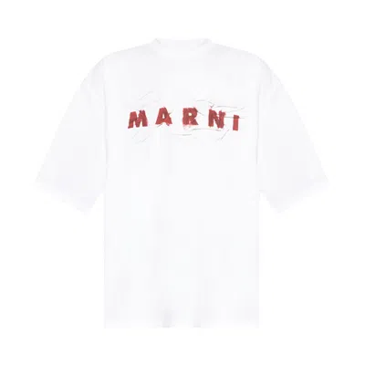 Pre-owned Marni Wrinkled Jersey T-shirt 'lily White' | Men's Size 56