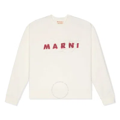 Marni Wrinkled  Logo Sweatshirt In White