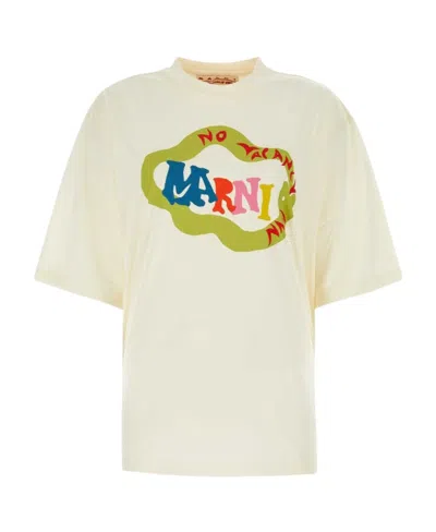 Marni Off-white No Vacancy Inn Edition Crewneck T-shirt In Bsw04 Limestone