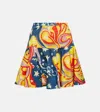 Marni Printed Cotton Miniskirt In Royal