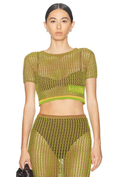 Marni X Paloma Elsesser Roundneck Short Sleeve Sweater In Raisin