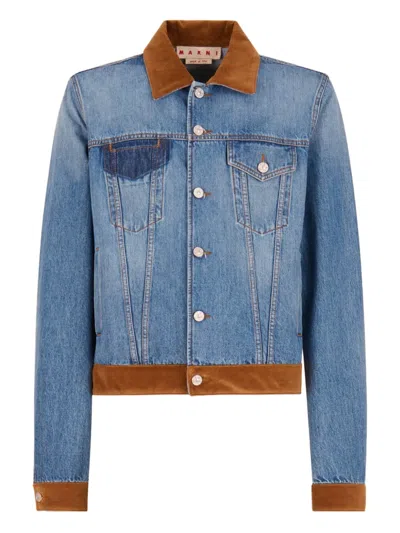 Marni Blue Denim Trucker Jacket With Patch On Back