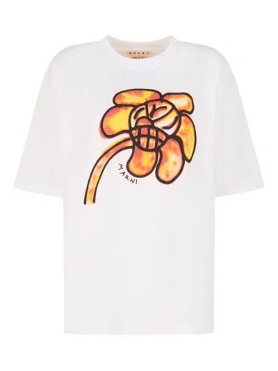 Marni X Slawn & Soldier Flower-print Cotton T-shirt In White