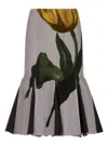 Marni X Slawn & Soldier Tulip-print Pleated Midi Skirt In Gray