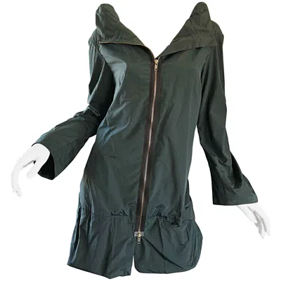 Pre-owned Marni Y2k  Size 40 Dark Green Nylon Cotton Trench Parka Rain Jacket Coat