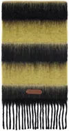 Marni Yellow & Black Striped Scarf In Stn99 Black