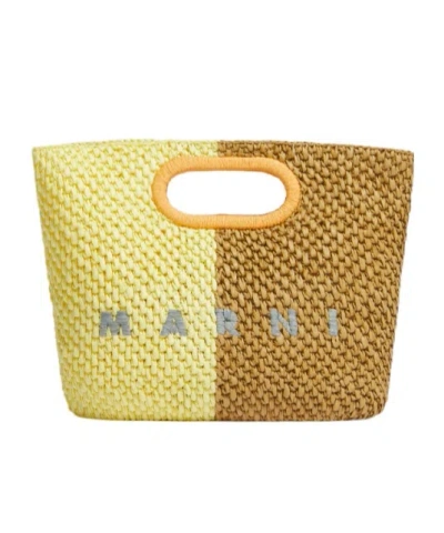 Marni Yellow And Brown Paper Raffia Seaside Clutch
