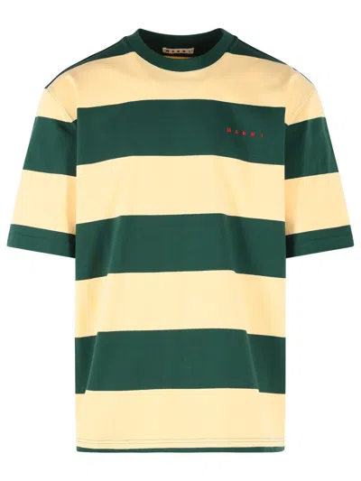 MARNI MARNI YELLOW AND GREEN COTTON T SHIRT
