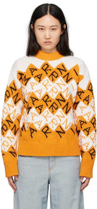 Marni Orange & Off-white 3d Blocks Sweater In Blr31 Light Orange
