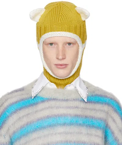 Marni Yellow & Off-white Ears Balaclava In 00y58 Dark Lemmon