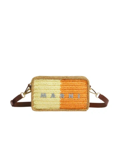 Marni Yellow And Orange Paper Raffia Seaside Camera Bag In Multi