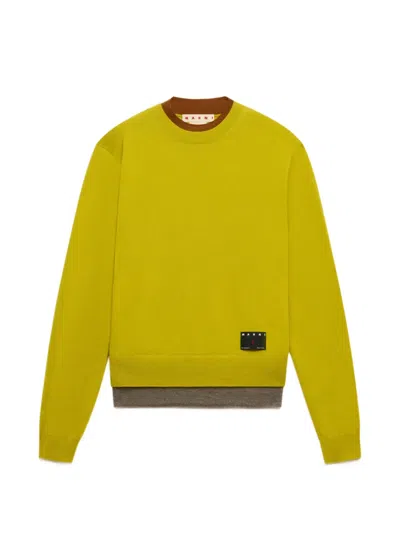Marni Yellow Cashmere Jumper With Layered Effect