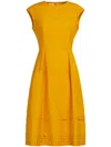 Marni Cotton Poplin Pleated Midi Dress In Yellow