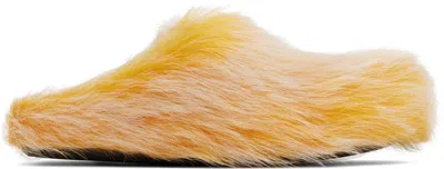 Marni Yellow Long Hair Calfskin Fussbett Slip-on Loafers In 00y18 Yellow