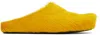 Marni Yellow Long Hair Calfskin Fussbett Slip-on Loafers In 00y37 Curry