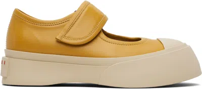Marni Yellow Nappa Leather Mary Jane Ballerina Flats
