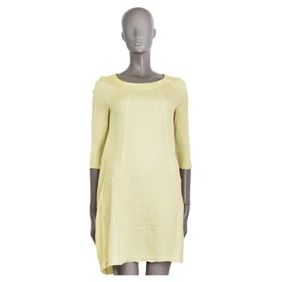 Pre-owned Marni Yellow Silk & Linen Textured 3/4 Sleeve Shift Dress 40 S