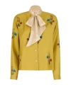 Marni Yellow Silk Twill Shirt With Tulip Print In Gold